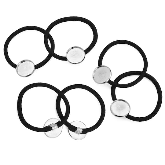 Black Hair Ties with 17.7mm Circle Blanks